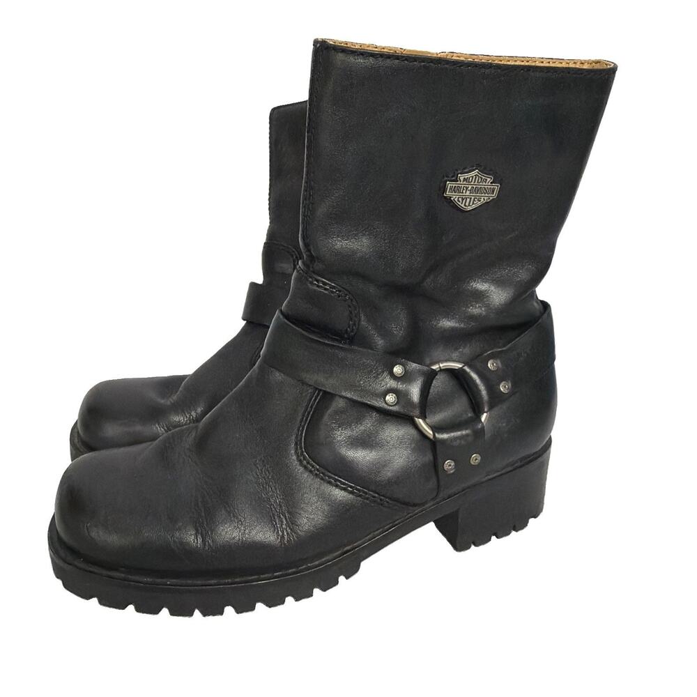 Harley Davidson Boots Women's Size 9 Leather Harness Side Zip Motorcycle 84187